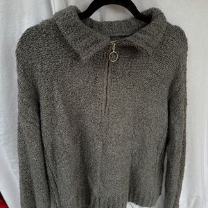Lucky Brand Cozy Gray Half-Zip Chunky Knit Sweater | Small